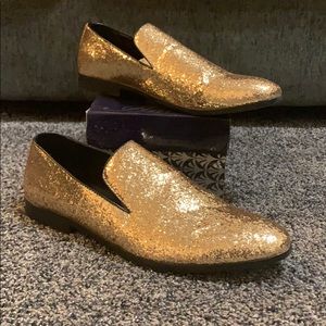 Men gold loafers